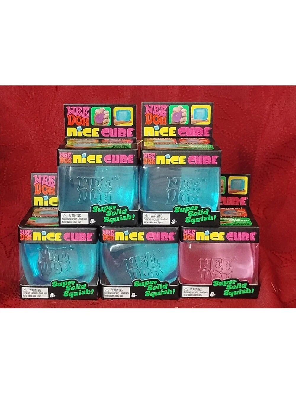 Lot of 5 -  Schylling Nee Doh Nice Cube Super Solid Squish Authentic - Brand New